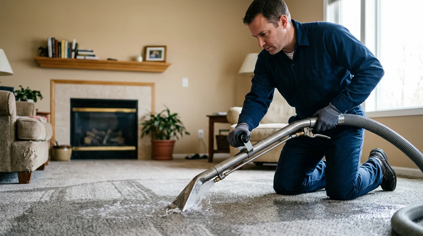 Water damage restoration technician working near Webster, NY